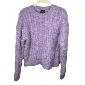 Major Label Group Purple Y2K Fuzzy Crewneck Pullover Knit Sweater Women's Small